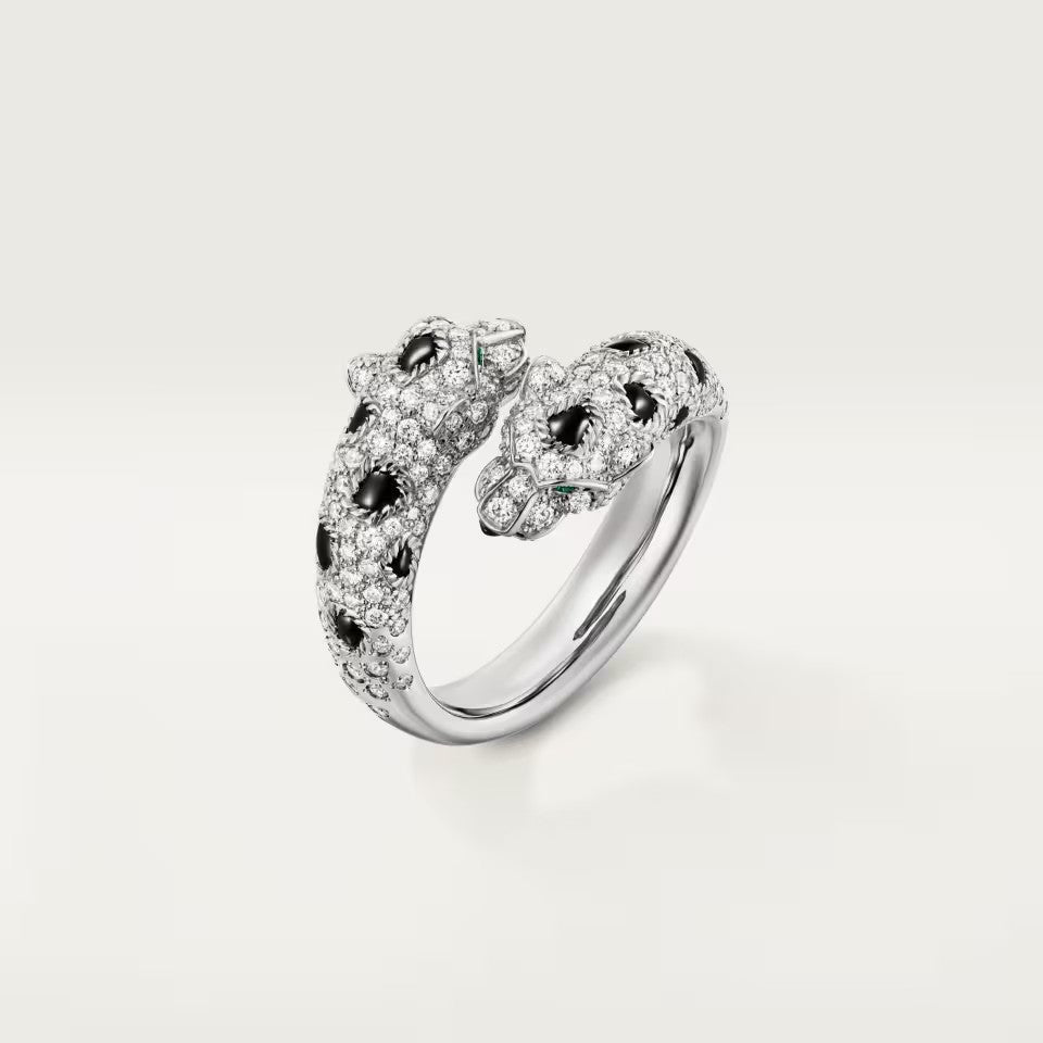 [Dawnora Jewelry]PANTHERE DOUBLE HEADED FULL DIAMOND  RING
