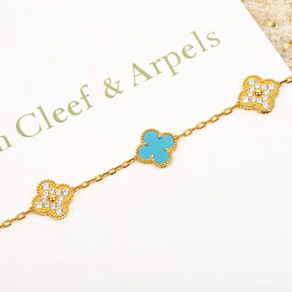 [Dawnora Jewelry] CLOVER 5 MOTIF TURQUOISE BRACELET COLLECTION