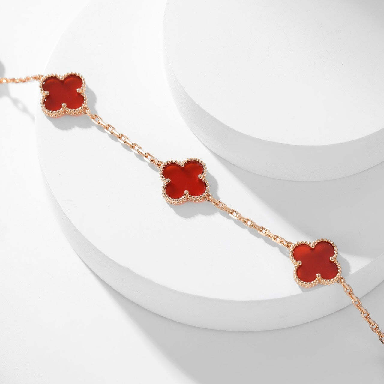 [Dawnora Jewelry]CLOVER 10 MOTIFS CARNELIAN NECKLACE