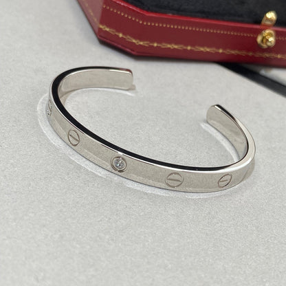 [Dawnora Jewelry]LOVE BRACELET 6.1MM 1 DIAMOND OPEN CUFF