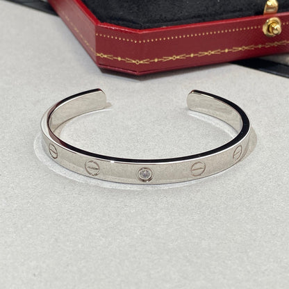 [Dawnora Jewelry]LOVE BRACELET 6.1MM 1 DIAMOND OPEN CUFF