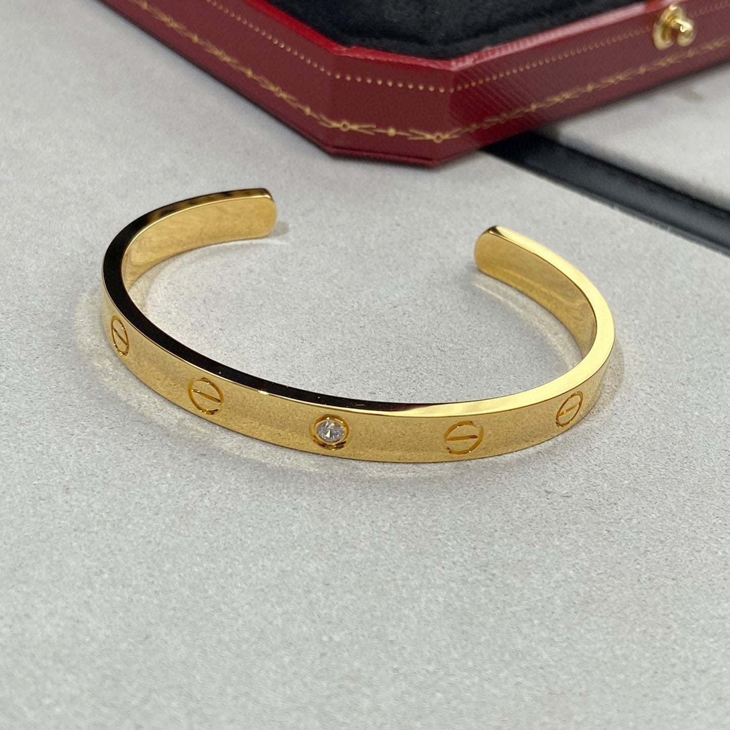 [Dawnora Jewelry]LOVE BRACELET 6.1MM 1 DIAMOND OPEN CUFF