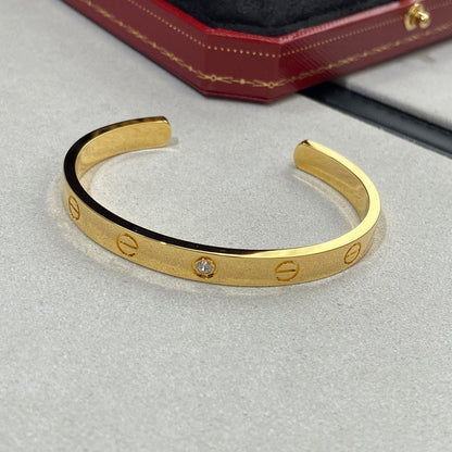 [Dawnora Jewelry]LOVE BRACELET 6.1MM 1 DIAMOND OPEN CUFF