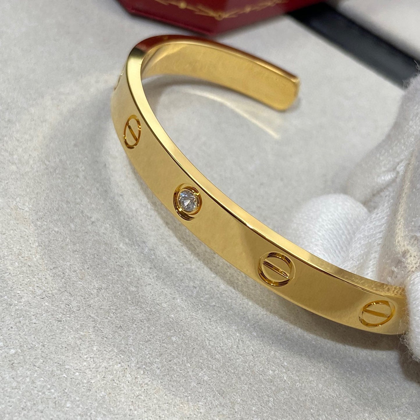 [Dawnora Jewelry]LOVE BRACELET 6.1MM 1 DIAMOND OPEN CUFF
