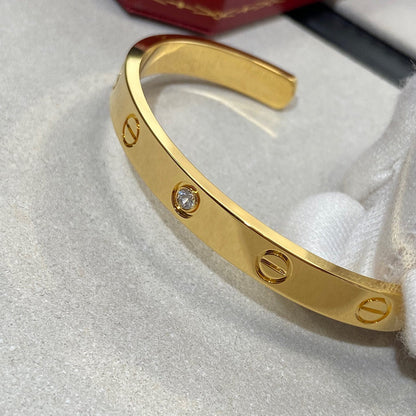 [Dawnora Jewelry]LOVE BRACELET 6.1MM 1 DIAMOND OPEN CUFF