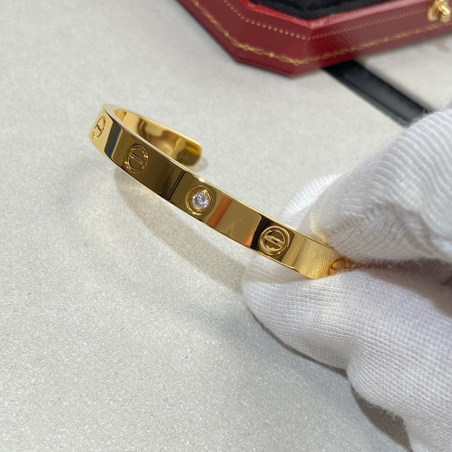 [Dawnora Jewelry]LOVE BRACELET 6.1MM 1 DIAMOND OPEN CUFF