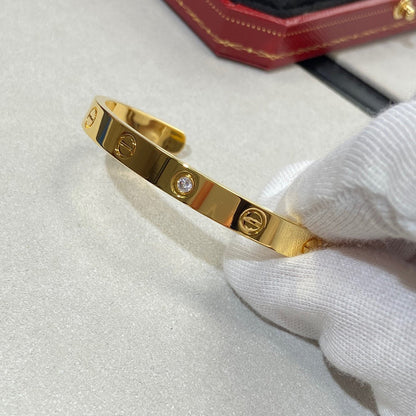 [Dawnora Jewelry]LOVE BRACELET 6.1MM 1 DIAMOND OPEN CUFF