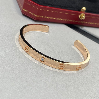 [Dawnora Jewelry]LOVE BRACELET 6.1MM 1 DIAMOND OPEN CUFF