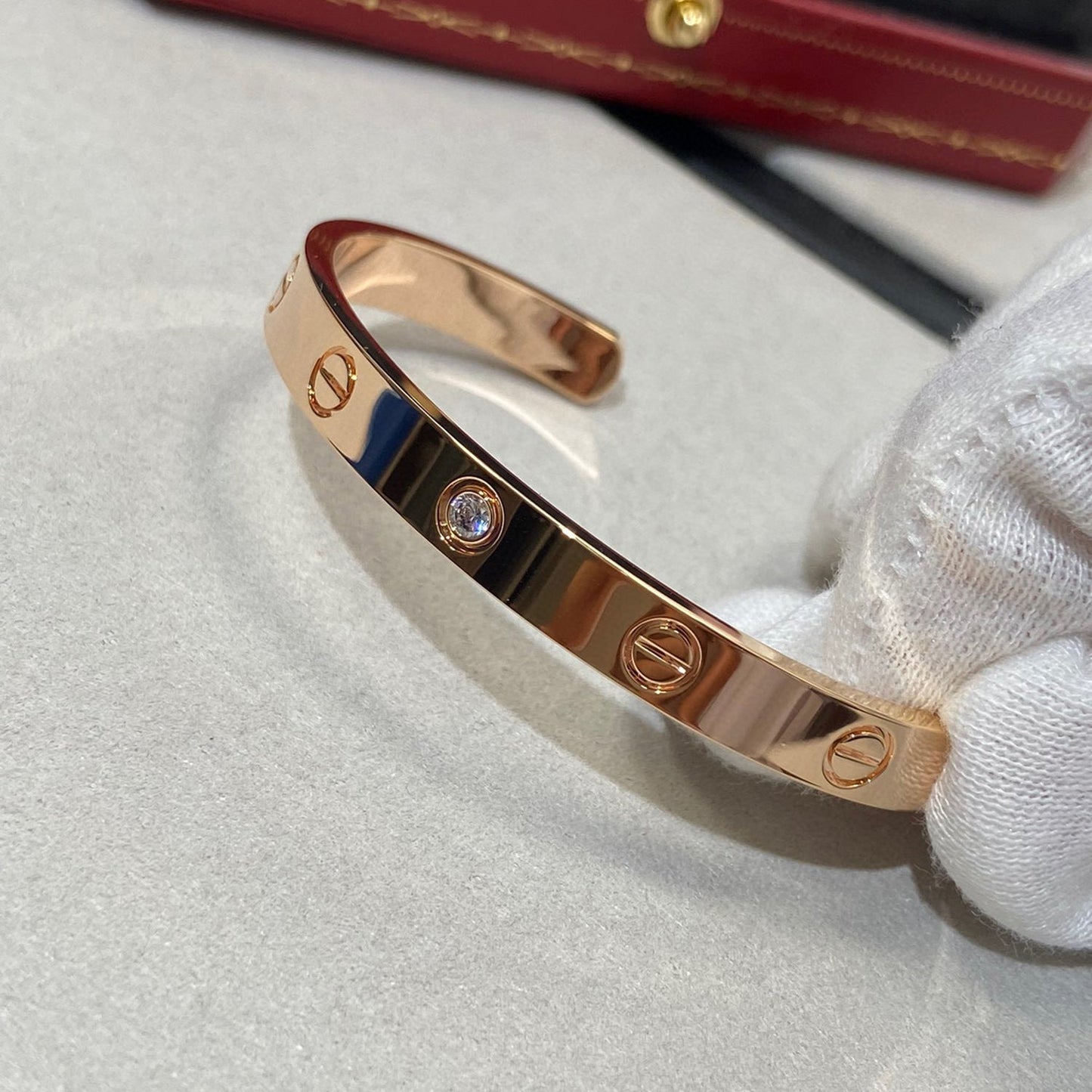 [Dawnora Jewelry]LOVE BRACELET 6.1MM 1 DIAMOND OPEN CUFF
