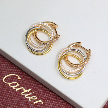 [Dawnora Jewelry]TRINITY HALF DIAMOND  EARRINGS