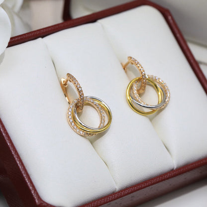 [Dawnora Jewelry]TRINITY HALF DIAMOND  EARRINGS