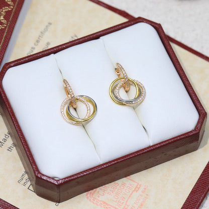 [Dawnora Jewelry]TRINITY HALF DIAMOND  EARRINGS
