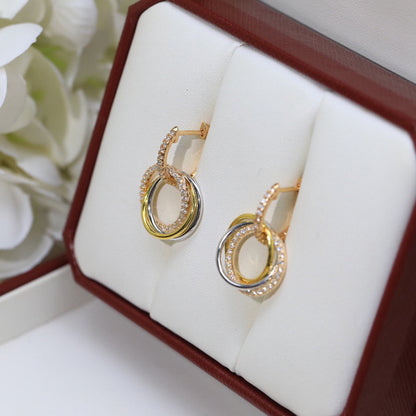 [Dawnora Jewelry]TRINITY HALF DIAMOND  EARRINGS