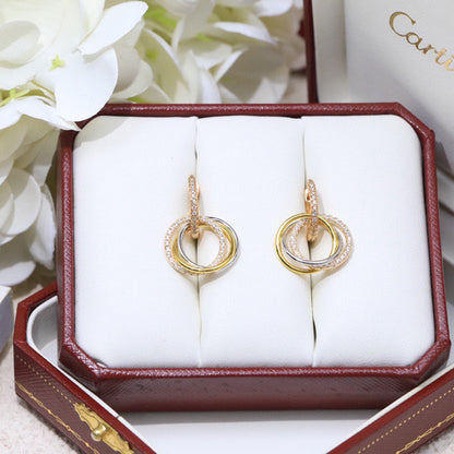 [Dawnora Jewelry]TRINITY HALF DIAMOND  EARRINGS
