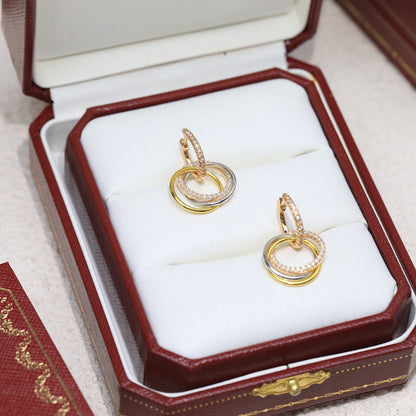 [Dawnora Jewelry]TRINITY HALF DIAMOND  EARRINGS