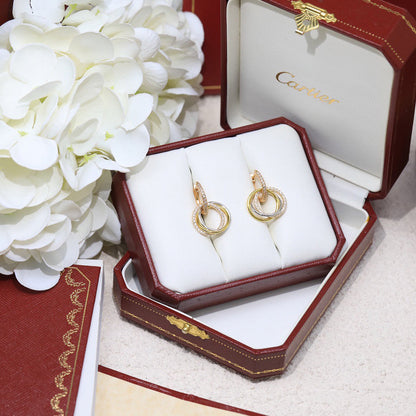 [Dawnora Jewelry]TRINITY HALF DIAMOND  EARRINGS