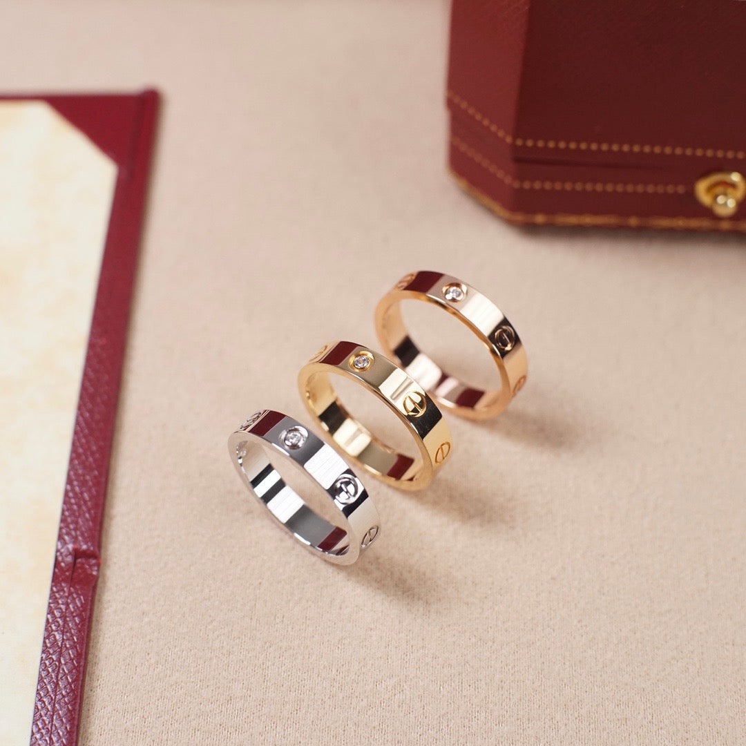 [Dawnora Jewelry]LOVE 4MM 1 DIAMOND RING