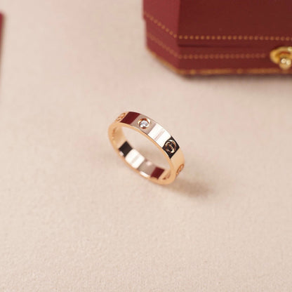 [Dawnora Jewelry]LOVE 4MM 1 DIAMOND RING