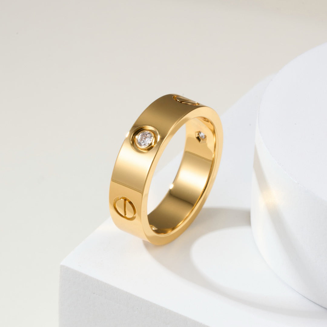[Dawnora Jewelry]LOVE 4MM 1 DIAMOND RING