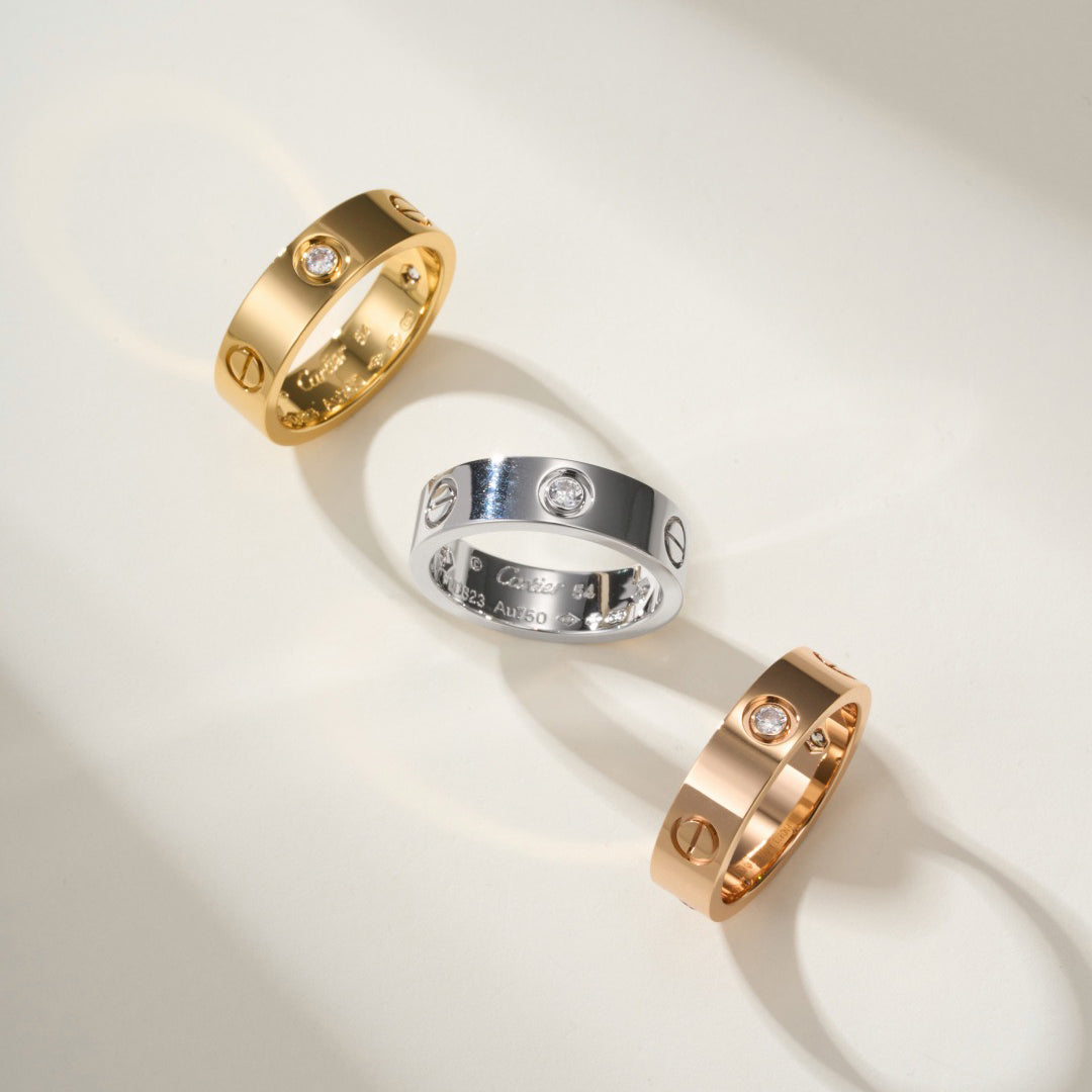 [Dawnora Jewelry]LOVE 4MM 1 DIAMOND RING