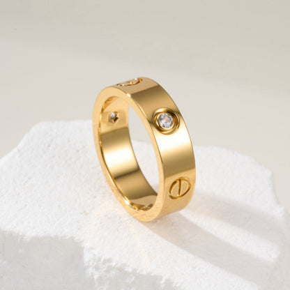 [Dawnora Jewelry]LOVE 4MM 1 DIAMOND RING