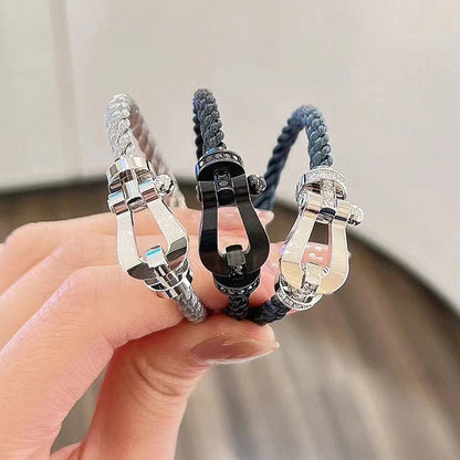 [Dawnora Jewelry]FORCE LARGE HORSESHOE HALF DIAMOND BRACELET GOLD