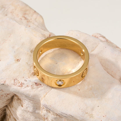 [Dawnora Jewelry]LOVE 4MM 1 DIAMOND RING