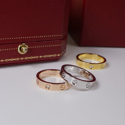 [Dawnora Jewelry]LOVE 4MM 1 DIAMOND RING