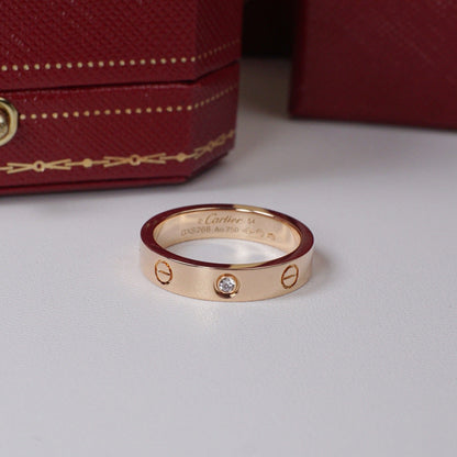 [Dawnora Jewelry]LOVE 4MM 1 DIAMOND RING