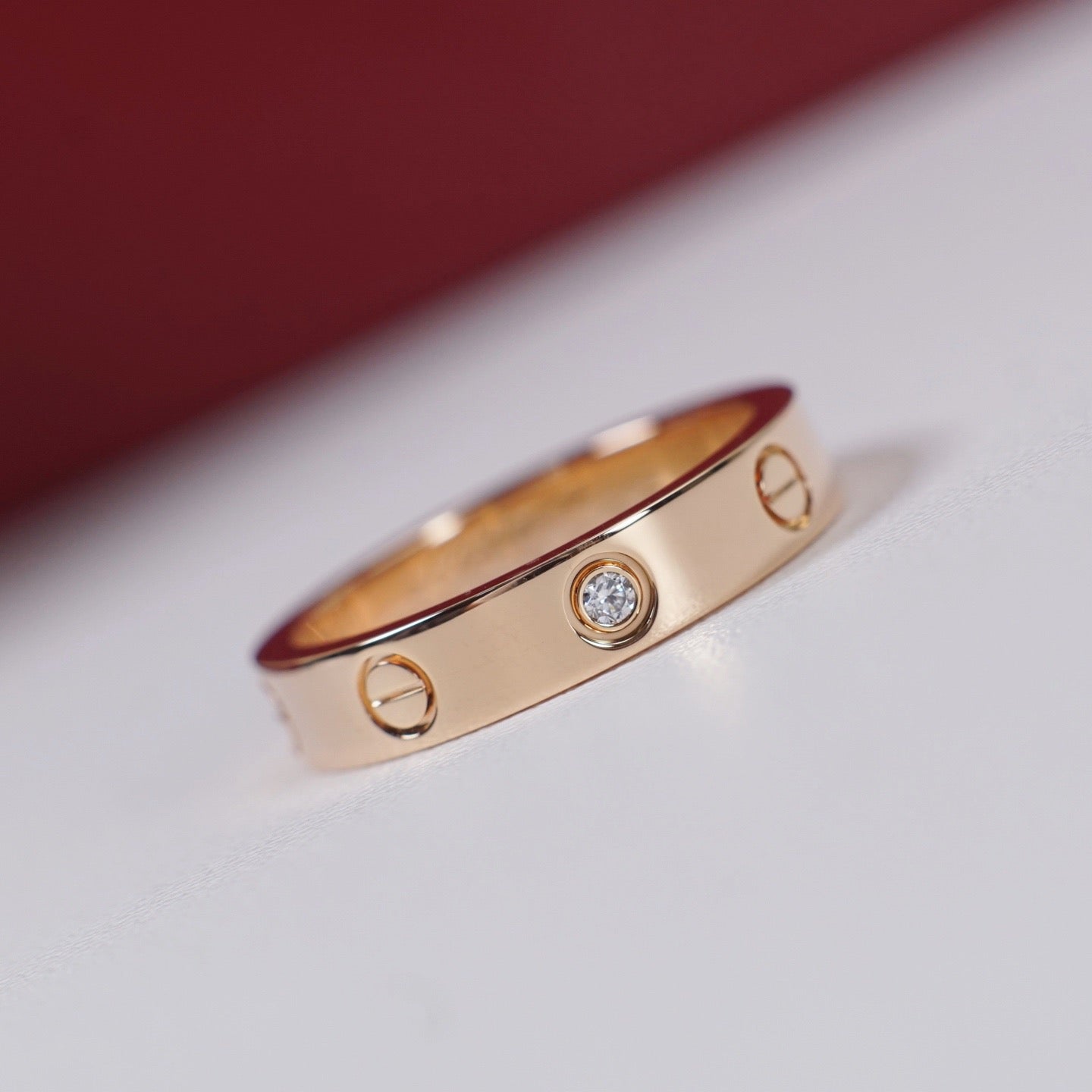 [Dawnora Jewelry]LOVE 4MM 1 DIAMOND RING