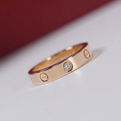 [Dawnora Jewelry]LOVE 4MM 1 DIAMOND RING