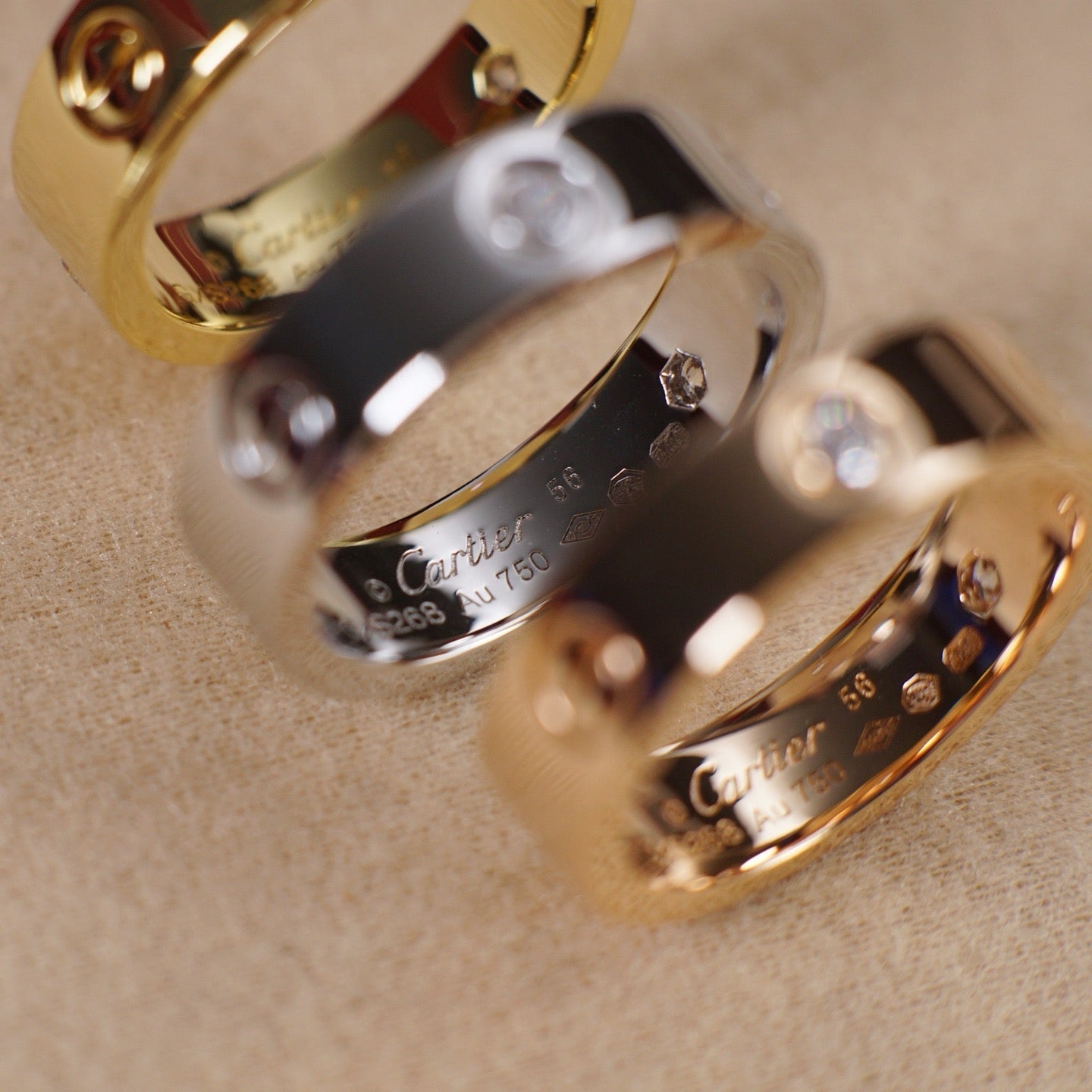 [Dawnora Jewelry]LOVE 5.5MM 3 DIAMOND RING