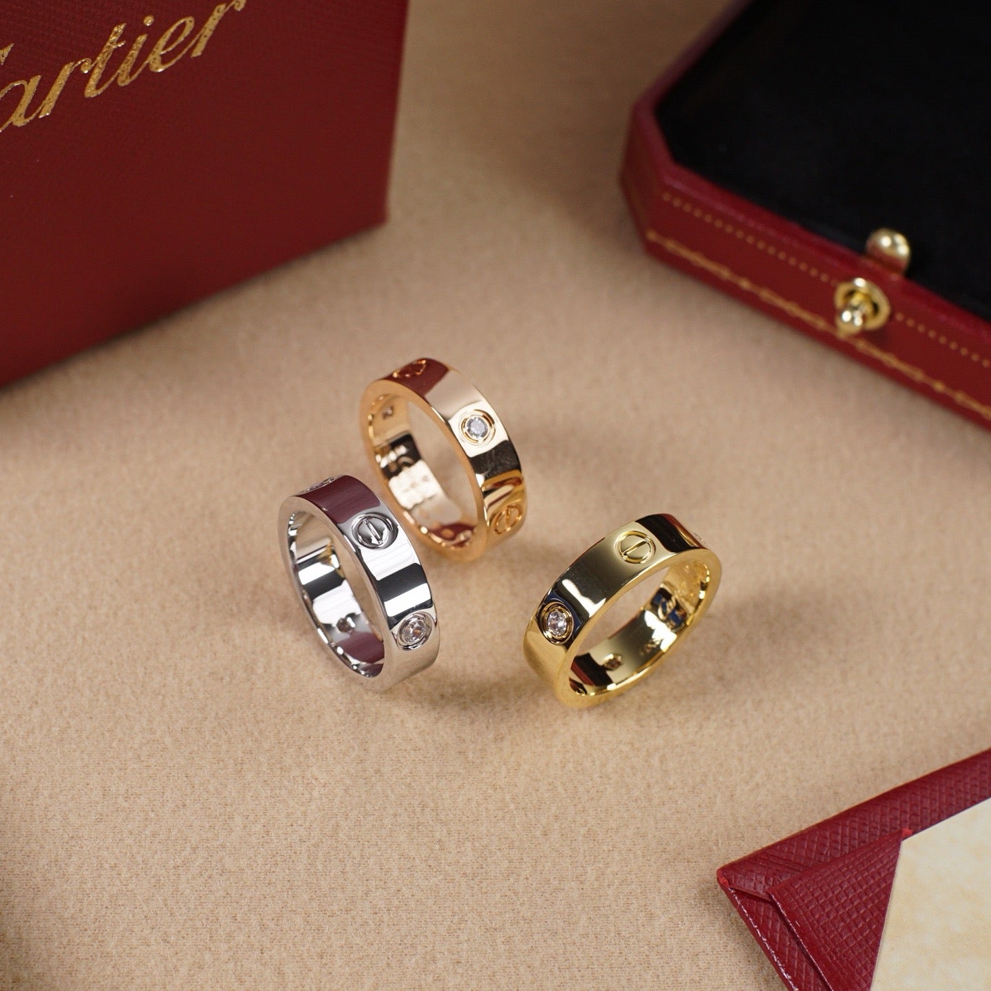 [Dawnora Jewelry]LOVE 5.5MM 3 DIAMOND RING