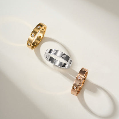 [Dawnora Jewelry]LOVE 4MM 8 DIAMOND RING