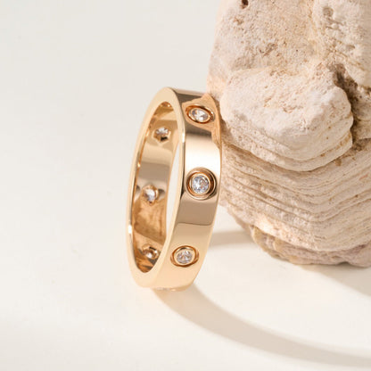 [Dawnora Jewelry]LOVE 4MM 8 DIAMOND RING