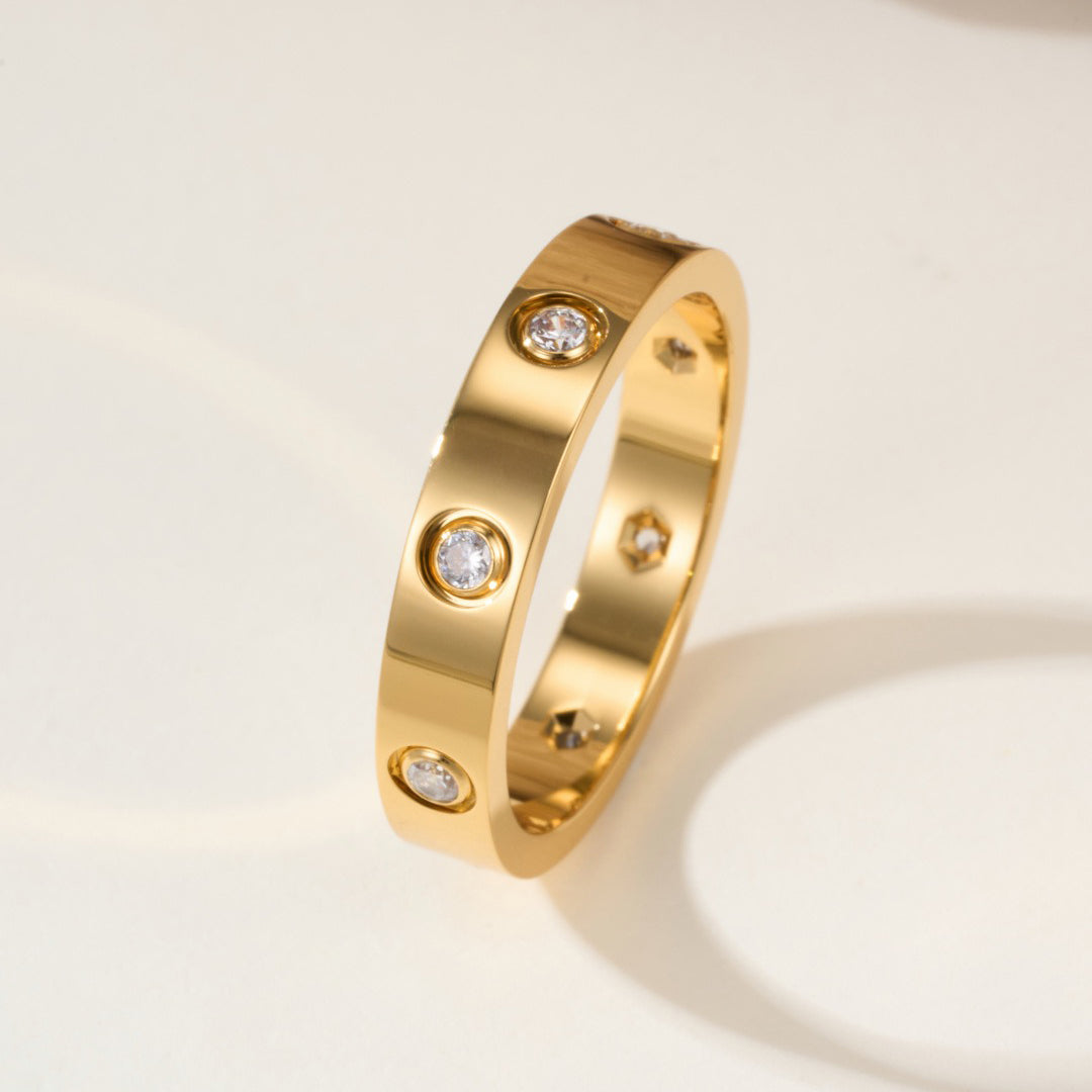 [Dawnora Jewelry]LOVE 4MM 8 DIAMOND RING