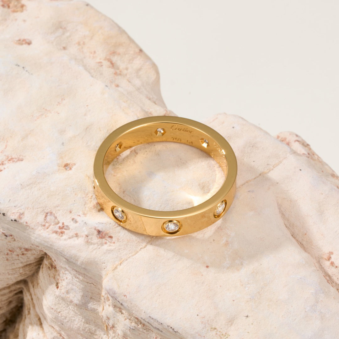 [Dawnora Jewelry]LOVE 4MM 8 DIAMOND RING