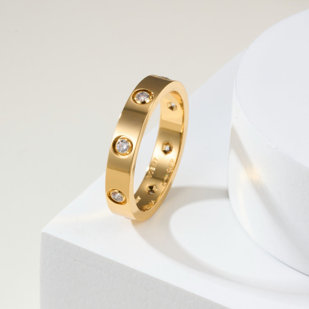 [Dawnora Jewelry]LOVE 4MM 8 DIAMOND RING