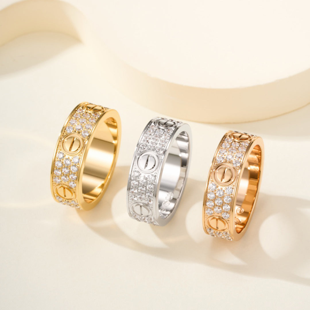 [Dawnora Jewelry]LOVE RING 5.5MM DIAMONDS PAVED
