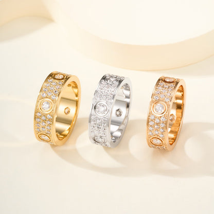 [Dawnora Jewelry]LOVE 5.5MM FULL-PAVE 6-DIAMOND RING