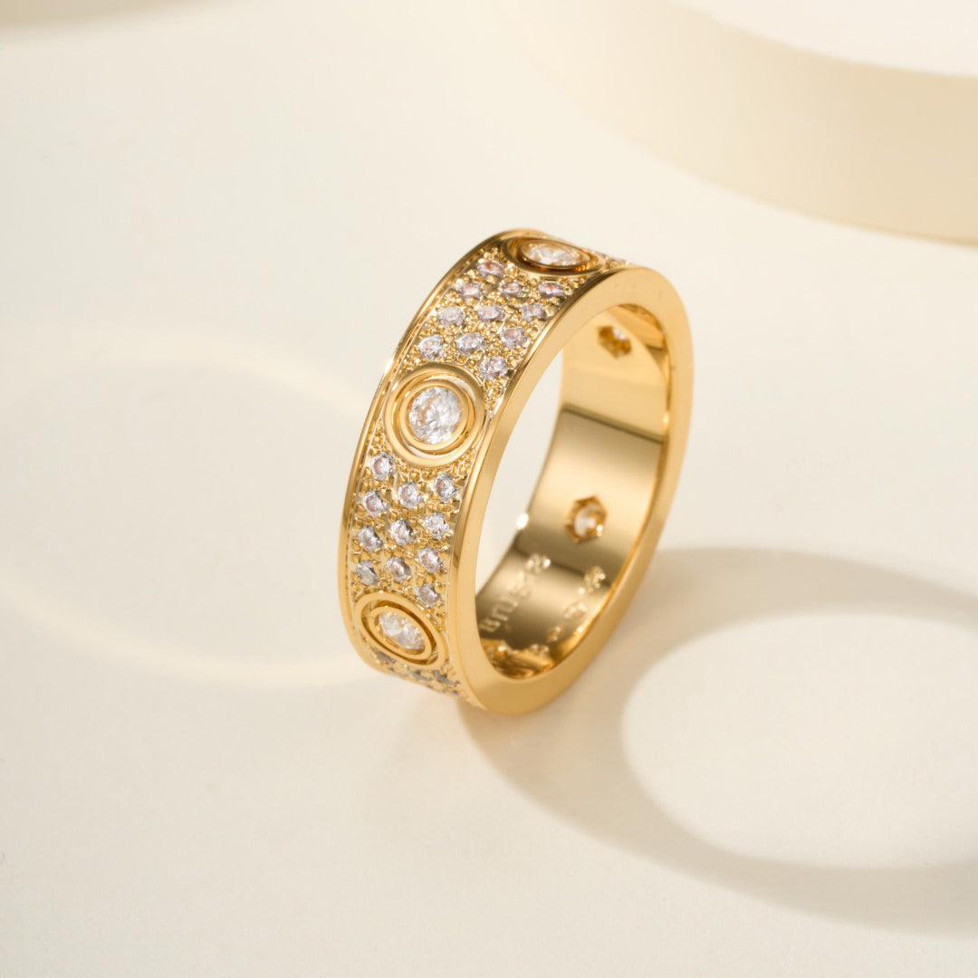 [Dawnora Jewelry]LOVE 5.5MM FULL-PAVE 6-DIAMOND RING