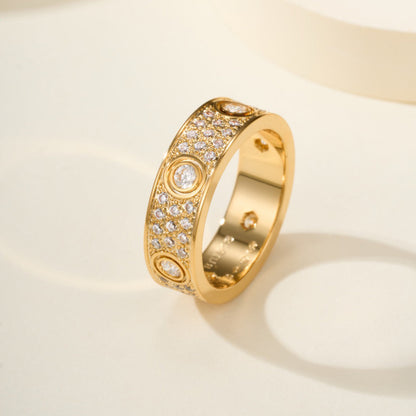 [Dawnora Jewelry]LOVE 5.5MM FULL-PAVE 6-DIAMOND RING
