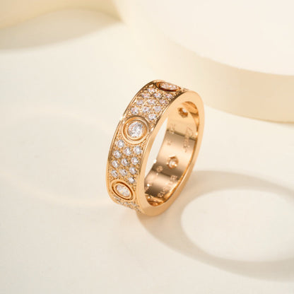 [Dawnora Jewelry]LOVE 5.5MM FULL-PAVE 6-DIAMOND RING