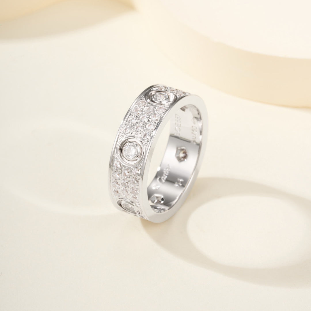 [Dawnora Jewelry]LOVE 5.5MM FULL-PAVE 6-DIAMOND RING