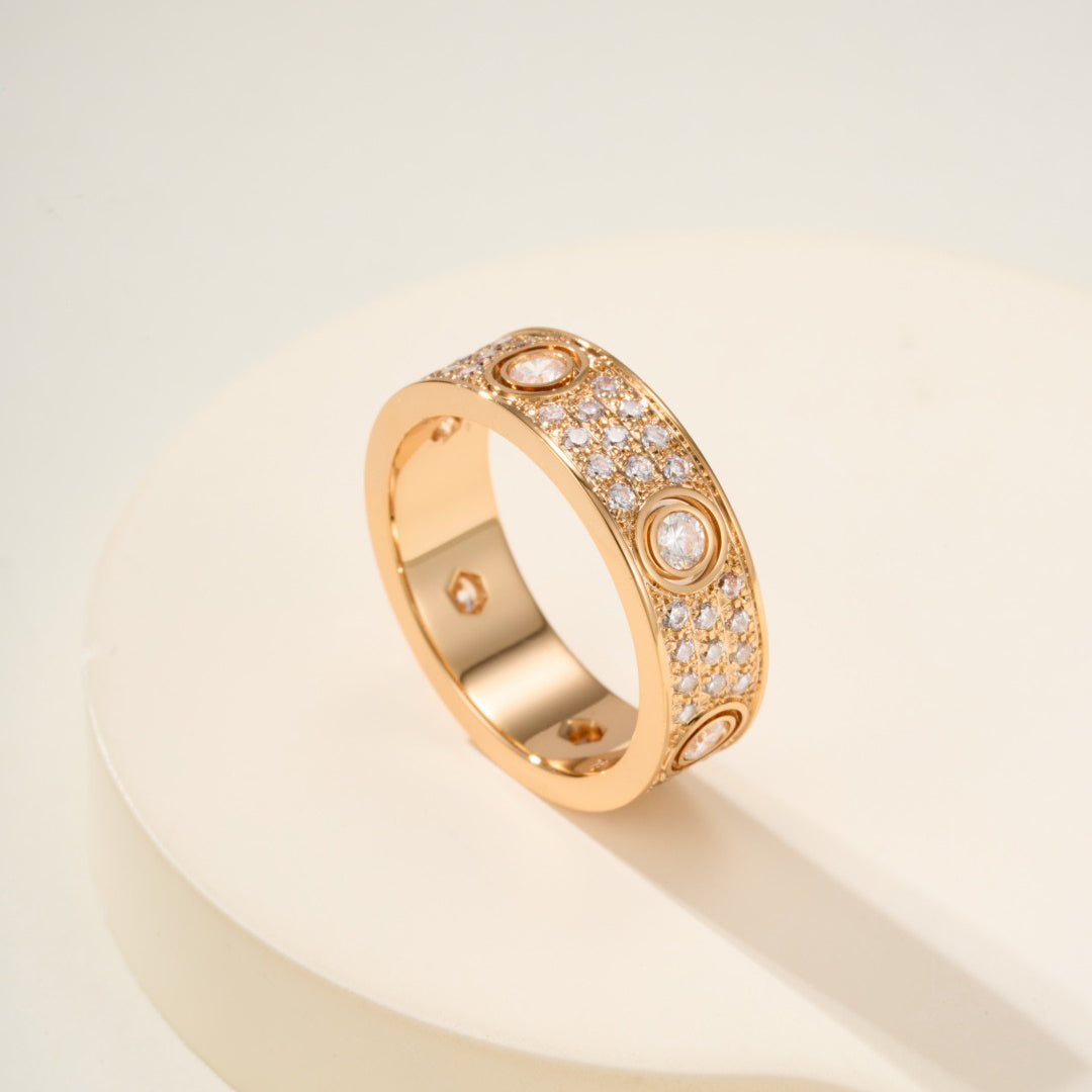 [Dawnora Jewelry]LOVE 5.5MM FULL-PAVE 6-DIAMOND RING