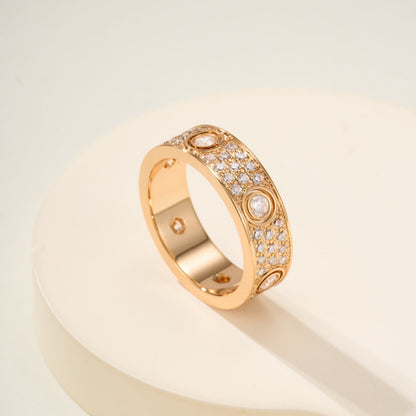 [Dawnora Jewelry]LOVE 5.5MM FULL-PAVE 6-DIAMOND RING