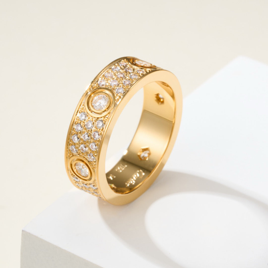 [Dawnora Jewelry]LOVE 5.5MM FULL-PAVE 6-DIAMOND RING
