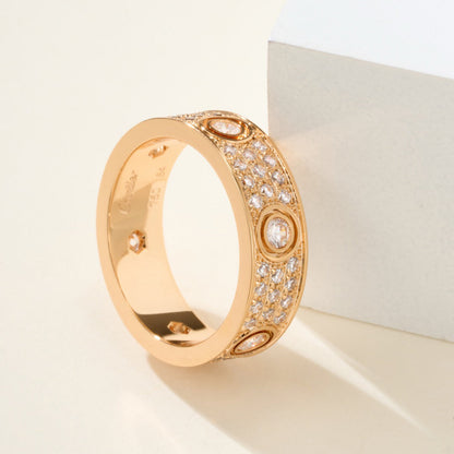 [Dawnora Jewelry]LOVE 5.5MM FULL-PAVE 6-DIAMOND RING