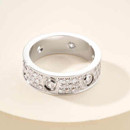 [Dawnora Jewelry]LOVE 5.5MM FULL-PAVE 6-DIAMOND RING