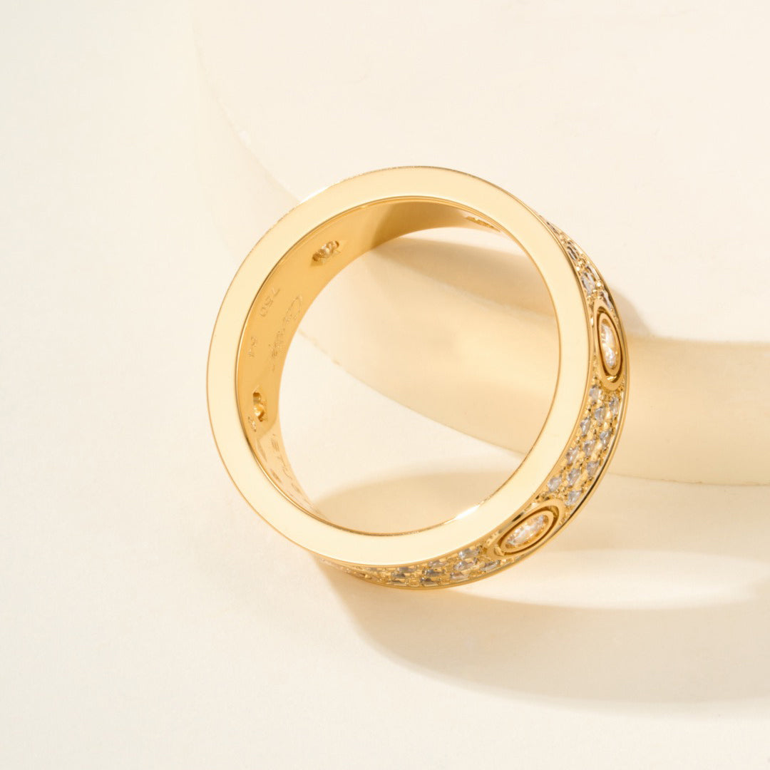 [Dawnora Jewelry]LOVE 5.5MM FULL-PAVE 6-DIAMOND RING